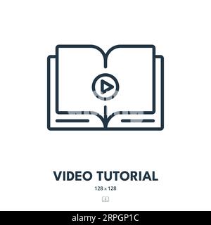 Icona Video Tutorial. Formazione, webinar, libro. Tratto modificabile. Icona vettore semplice Illustrazione Vettoriale