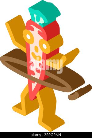 carote fruit fitness character icona isometrica illustrazione vettoriale Illustrazione Vettoriale