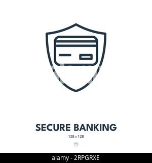 Icona Secure Banking. Sicurezza, soldi, finanza. Tratto modificabile. Icona vettore semplice Illustrazione Vettoriale
