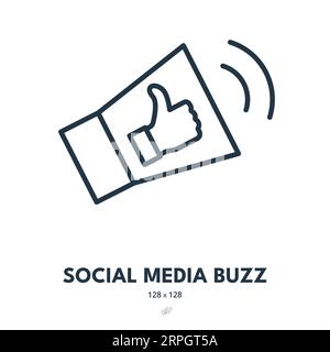 Icona Social Media Buzz. Promozione, notizie, pubblicità. Tratto modificabile. Icona vettore semplice Illustrazione Vettoriale