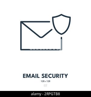 Icona di sicurezza e-mail. Privacy, protezione, comunicazione. Tratto modificabile. Icona vettore semplice Illustrazione Vettoriale