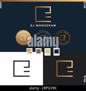 Design con logo e monogramma e lettera di testo iniziale di lusso Illustrazione Vettoriale