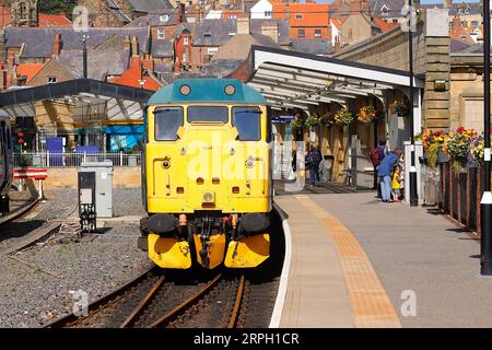 British Rail Class 31 visto parcheggiato alla Whitby Station nel North Yorkshire, Regno Unito Foto Stock