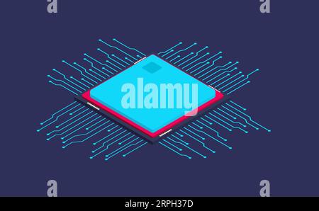 CPU microprocessore circuito chip computer laptop hardware Illustrazione Vettoriale