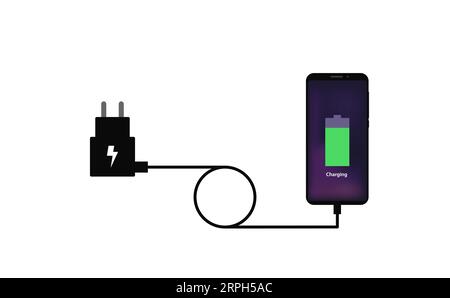 Sistema di ricarica del cavo per smartphone Illustrazione Vettoriale