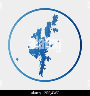 Icona della terraferma. Mappa poligonale dell'isola nell'anello gradiente. Segnale rotondo Low Poly Mainland. Illustrazione vettoriale. Illustrazione Vettoriale