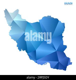 Mappa dell'Iran poligonale vettoriale. Vivace campagna geometrica in basso stile poli. Illustrazione moderna per infografiche. Tecnologia, Internet, concetto di rete. Illustrazione Vettoriale