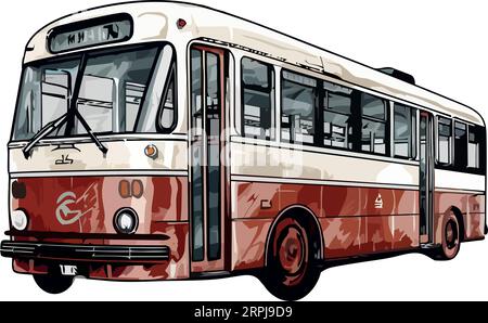 Bus rosso su bianco Illustrazione Vettoriale