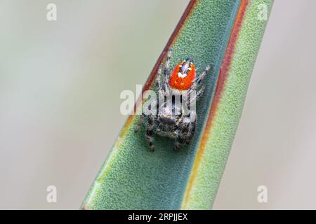 Ragno saltatore di Johnson (Phidippus johnsoni) Foto Stock