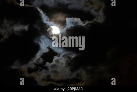 191214 -- PECHINO, 14 dicembre 2019 -- foto scattata il 12 dicembre 2019 mostra la luna sopra il cielo di Kuwait City, Kuwait. Foto di /Xinhua XINHUA FOTO DEL GIORNO Asad PUBLICATIONxNOTxINxCHN Foto Stock