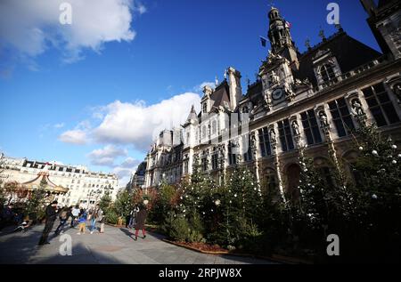 191221 -- PARIGI, 21 dicembre 2019 -- le decorazioni natalizie sono visibili di fronte al Municipio di Parigi, Francia, 20 dicembre 2019. FRANCIA-PARIGI-MUNICIPIO-DECORAZIONI NATALIZIE GAOXJING PUBLICATIONXNOTXINXCHN Foto Stock