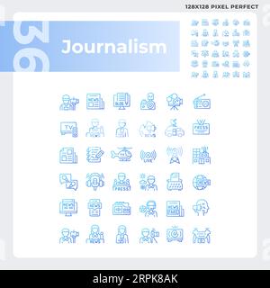 set di icone per il giornalismo gradiente pixel perfect Illustrazione Vettoriale