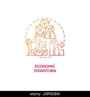 Concetto di icona della linea di riduzione economica gradiente 2D. Illustrazione Vettoriale