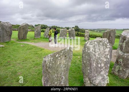 Megalithic Circle of Drombeg, - The Altar of the Druid-, Rosscarbery approssimativamente dall'anno 150 a.c., Irlanda, Regno Unito Foto Stock