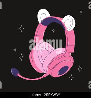 Simpatiche cuffie con orsi per bambine Illustrazione Vettoriale