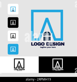 Edificio di progettazione di logo immobiliari semplice, Casa, architetto, Casa, costruzione, modello di identità del marchio immobiliare con icona immobiliare Desi Illustrazione Vettoriale