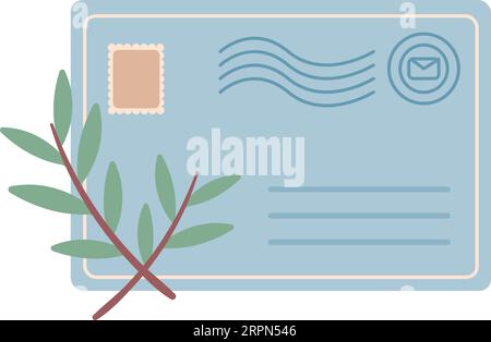 Una lettera carina. Busta decorativa per palo. Posta vintage Illustrazione Vettoriale