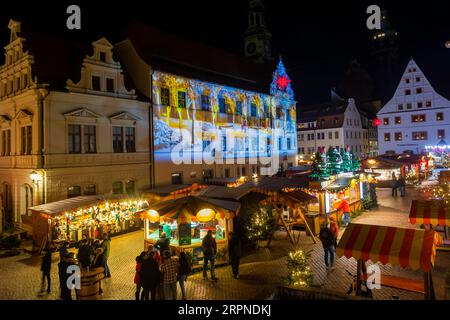 Festa di Capodanno al mercato Canaletto di Pirna Foto Stock