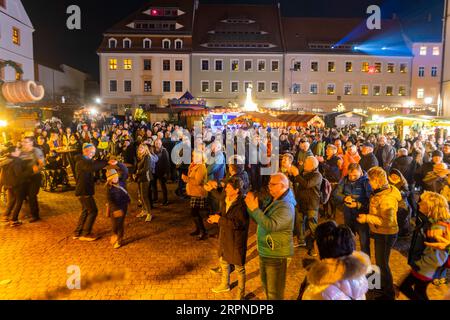 Festa di Capodanno al mercato Canaletto di Pirna Foto Stock