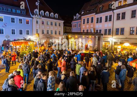 Festa di Capodanno al mercato Canaletto di Pirna Foto Stock