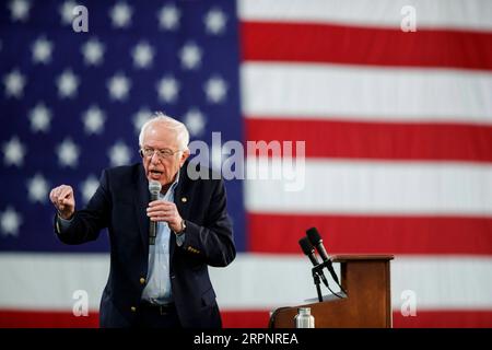 200304 -- PECHINO, 4 marzo 2020 -- il candidato presidenziale democratico degli Stati Uniti Bernie Sanders partecipa a una manifestazione elettorale a Springfield, Virginia, Stati Uniti, il 29 febbraio 2020. A SEGUIRE I TITOLI DI XINHUA DEL 4 MARZO 2020. Foto di /Xinhua U.S.-PRESIDENTIAL ELECTION-PRIMARIES-SUPER TUESDAY TingxShen PUBLICATIONxNOTxINxCHN Foto Stock