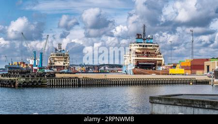 Porto di Fredericia con vecchie navi, Danimarca Foto Stock