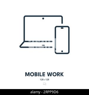 Icona Mobile Work (lavoro mobile). Freelance, remoto, distante. Tratto modificabile. Icona vettore semplice Illustrazione Vettoriale