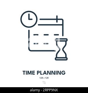 Icona pianificazione temporale. Programma, scadenza, Calendario. Tratto modificabile. Icona vettore semplice Illustrazione Vettoriale