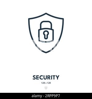 Icona di sicurezza. Protezione, sicurezza, privacy. Tratto modificabile. Icona vettore semplice Illustrazione Vettoriale