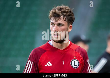 Kacper Tobiasz di Legia visto durante la partita polacca della PKO Ekstraklasa League tra Legia Warszawa e Korona Kielce al Maresciallo Jozef Pilsudski Legia Varsavia Municipal Stadium.punteggio finale; Legia Warszawa 1:0 Korona Kielce. (Foto di Mikolaj Barbanell / SOPA Images/Sipa USA) Foto Stock