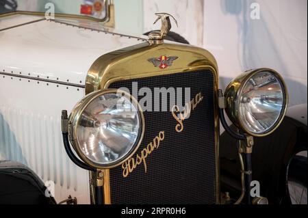 Hispano Suiza modello T-16 del 1924 in bianco, dettaglio anteriore Foto Stock