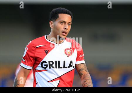 Londra, Regno Unito. 5 settembre 2023. Elliott List of Stevenage visto durante l'EFL Trophy match tra AFC Wimbledon e Stevenage a Plough Lane, Londra, il 5 settembre 2023. Foto di Carlton Myrie. Solo per uso editoriale, licenza necessaria per uso commerciale. Nessun utilizzo in scommesse, giochi o pubblicazioni di un singolo club/campionato/giocatore. Credito: UK Sports Pics Ltd/Alamy Live News Foto Stock