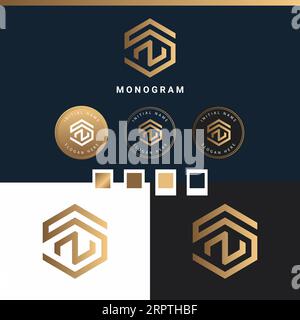 Design con logo monogramma SN o NS iniziale Luxury Illustrazione Vettoriale