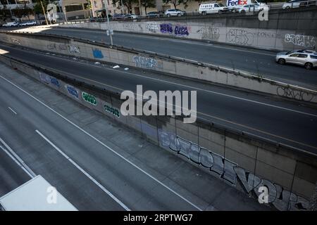 Seattle, Stati Uniti. 16 agosto 2023. Graffiti di Seattle sull'Interstate 5 in centro. Foto Stock