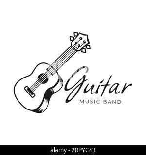 Guitar Shop Guitar Shop Design Vector Illustration. Logo vintage Classic Music and Band Club Festival Illustrazione Vettoriale
