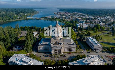 Olympia, Washington, USA. 5 settembre 2023. Vista aerea del Campidoglio dello Stato di Washington o del Palazzo legislativo di Olympia è la sede del governo dello stato di Washington. (Immagine di credito: © Walter G Arce Sr Grindstone medi/ASP) SOLO USO EDITORIALE! Non per USO commerciale! Foto Stock