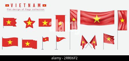 Bandiera del Vietnam, design piatto della collezione di bandiere Illustrazione Vettoriale