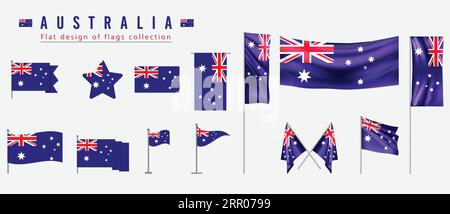 Bandiera australiana, design piatto della collezione di bandiere Illustrazione Vettoriale