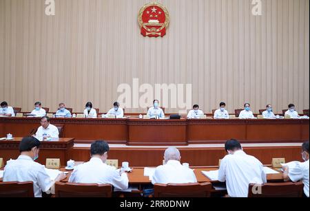 200810 -- PECHINO, 10 agosto 2020 -- li Zhanshu, presidente del Comitato permanente NPC del Congresso Nazionale del popolo, partecipa alla seconda riunione plenaria della 21a sessione del 13° Comitato permanente NPC presso la grande sala del popolo di Pechino, capitale della Cina, 10 agosto 2020. CHINA-BEIJING-LI ZHANSHU-NPC-COMITATO PERMANENTE SESSIONE CN ZHANGXLING PUBLICATIONXNOTXINXCHN Foto Stock