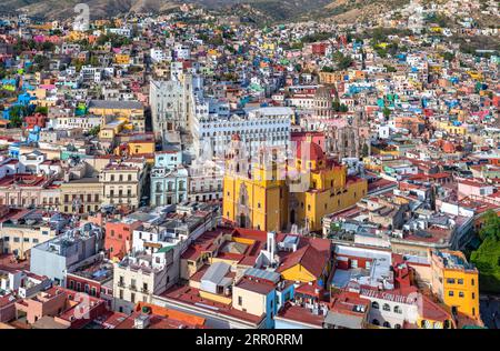 Vista panoramica di Guanajuato, Messico. Patrimonio dell'umanità dell'UNESCO. Foto Stock
