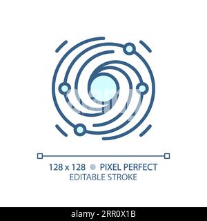 Icona Galaxy pixel Perfect azzurro Illustrazione Vettoriale