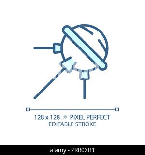 Icona Sputnik pixel Perfect azzurro Illustrazione Vettoriale