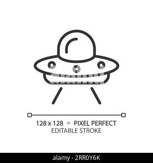 Icona UFO pixel Perfect Linear Illustrazione Vettoriale