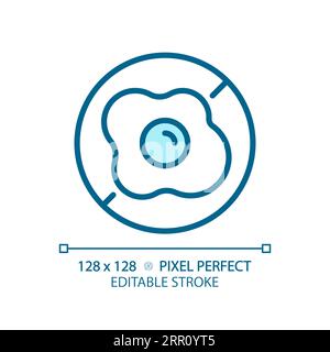 Icona blu sottile e lineare personalizzabile in 2D senza uova Illustrazione Vettoriale