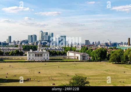 Greenwich è un borough di Londra, Inghilterra, sulle rive del Tamigi. Conosciuto per la sua storia marittima, è sede del Cutty Sark, un 1 restaurato Foto Stock