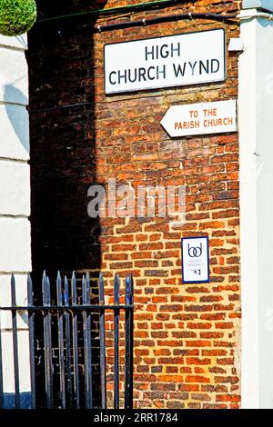 High Church Wynd, Yarm on Tees, North Riding Yorkshire, Inghilterra Foto Stock