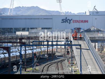 200917 -- WELLINGTON, 17 settembre 2020 -- foto scattata il 9 giugno 2020 mostra una stazione ferroviaria a Wellington, nuova Zelanda. Il PIL della nuova Zelanda è diminuito del 12,2% nel trimestre di giugno 2020, il più grande calo trimestrale mai registrato, poiché le restrizioni COVID-19 in atto hanno influenzato l'attività economica, il dipartimento di statistiche della nuova Zelanda Stats NZ ha dichiarato giovedì. NUOVA ZELANDA-COVID-19-ECONOMY GuoxLei PUBLICATIONxNOTxINxCHN Foto Stock