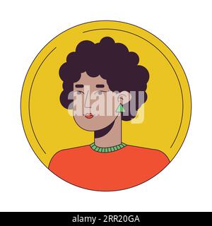 Icona avatar cartone animato donna afro dai capelli scuri Illustrazione Vettoriale