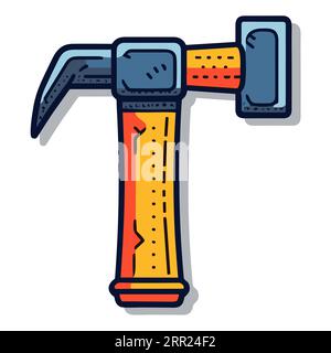 Martello da falegname piatto. Icona isolata martello con ombra. Illustrazione Vettoriale