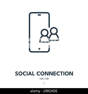 Icona connessione social. Rete, comunicazione, contatto. Tratto modificabile. Icona vettore semplice Illustrazione Vettoriale